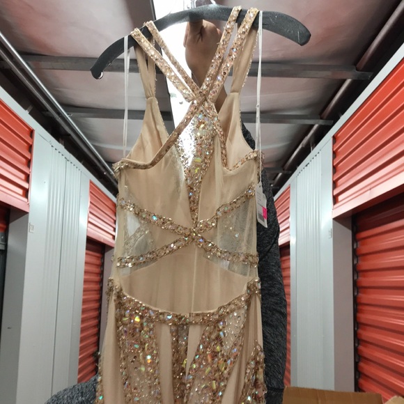 Nude/Champagne Beaded Pageant Gown - Picture 7 of 8